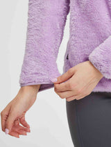 Women's lavender Arctic fleece 1/4 zip pullover showing soft texture and cuff detail. #Color_Light Purple