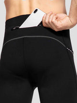 Black men's fleece-lined cycling tights with a secure zippered phone pocket and reflective details. #color_Dark Gray