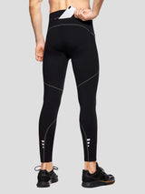 Men's black fleece-lined cycling tights with reflective accents and phone pocket #color_Dark Gray