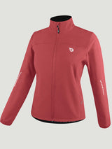 Red Winer Softshell Fleece Cycling Jacket with reflective sleeve accents #color_Red