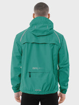 Men's teal green UPF 50+ waterproof cycling rain jacket with reflective stripes and BALEAF logo #color_Green