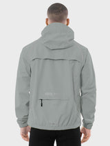 Men's light gray UPF 50+ waterproof cycling rain jacket with reflective details and BALEAF logo. #color_Light Gray