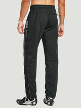 Men's black knit fleece cycling pants with reflective stripe and zippered ankle cuffs. Features BALEAF logo. #color_Black