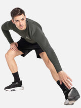 BALEAF Men's slim-fit crewneck long sleeve shirt, dark grey, quick-dry fabric, stretching. #color_Heather Gray