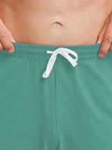 Men's green cotton lounge pants with drawstring and elastic waistband #color_Green