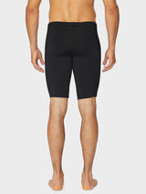 Black men's swim jammers shorts offering a comfortable, athletic fit for swimming and sports. #color_Black