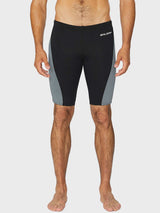 Men's black and grey BALEAF swim jammers with side panels, perfect for swimming and athletic activities. #color_Black/Gray