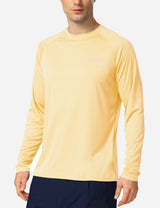 #Baleaf Men's UPF50+ Long Sleeved Loose Fit Casual T-Shirt Custard Side