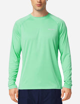#Baleaf Men's UPF50+ Long Sleeved Loose Fit Casual T-Shirt Beach Glass Front