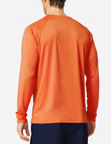 #Baleaf Men's UPF50+ Long Sleeved Loose Fit Casual T-Shirt Vibrant Orange Back