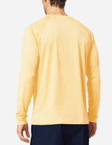 #Baleaf Men's UPF50+ Long Sleeved Loose Fit Casual T-Shirt Custard Back