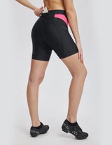 Baleaf Women's High Rise 4D Padded Bike Shorts Hot Pink Back