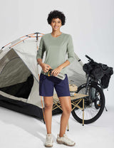 Baleaf Women's UPF50+ Crew Neck Cycling Long Sleeve Shirts Chinchilla Full