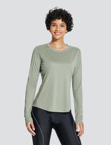 Baleaf Women's UPF50+ Crew Neck Cycling Long Sleeve Shirts Chinchilla Main