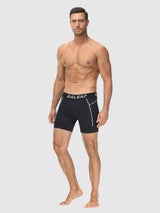 Men's black 4D cycling underwear with BALEAF logo on waistband and reflective strip on leg. #color_Brown