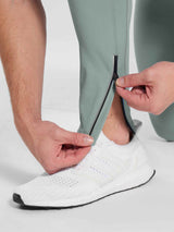 Men's green fleece-lined cycling tights with ankle zipper detail #color_Gray