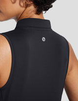 Baleaf Women's V-Neck Sleeveless Quarter-Zip Knit Polo Anthracite Back