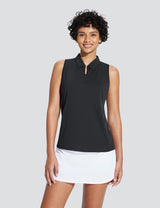 Baleaf Women's V-Neck Sleeveless Quarter-Zip Knit Polo Anthracite Main