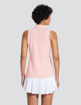 Baleaf Women's V-Neck Sleeveless Quarter-Zip Knit Polo Pink Dogwood Back