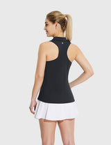 Baleaf Women's UPF 50+ V-neck Sleeveless Polo Shirt Anthracite Back