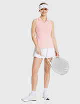 Baleaf Women's UPF 50+ V-neck Sleeveless Polo Shirt Pink Dogwood Full