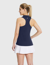 Baleaf Women's UPF 50+ V-neck Sleeveless Polo Shirt Dark Sapphire Back