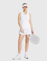 Baleaf Women's UPF 50+ V-neck Sleeveless Polo Shirt Lucent White Full