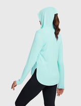 Baleaf Women's Rounded Hem Hooded Long Sleeve Spa Retreat with Horsetail Hole