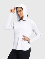 Baleaf Women's Rounded Hem Hooded Long Sleeve Lucent White Main