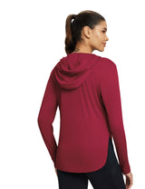 Baleaf Women's Rounded Hem Hooded Long Sleeve Lava Falls Back