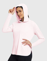 Baleaf Women's Rounded Hem Hooded Long Sleeve Pink Dogwood Main