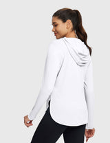 Baleaf Women's Rounded Hem Hooded Long Sleeve Lucent White Back