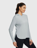 Baleaf Women's Rounded Hem Hooded Long Sleeve High-Rise Side