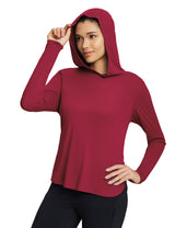 Baleaf Women's Rounded Hem Hooded Long Sleeve Lava Falls Main