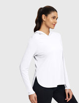 Baleaf Women's Rounded Hem Hooded Long Sleeve Lucent White Side