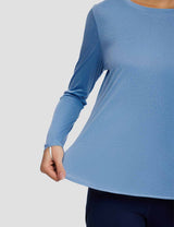 Baleaf Women's High Split Crew Neck T-shirts Ashleigh Blue Details