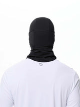Black unisex fleece-lined ski hat with breathable mesh panels, worn by a person in a white shirt. #color_Black