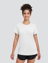 Baleaf Women's UPF 50+ Reflective Crew Neck T-Shirt Lucent White Main