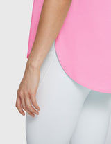 Baleaf Women's Lightweight Soft Split-Hem Short-Sleeve Plumeria Details