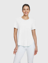 Baleaf Women's Lightweight Soft Split-Hem Short-Sleeve Lucent White Main