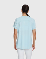 Baleaf Women's Lightweight Soft Split-Hem Short-Sleeve Pastel Blue Back