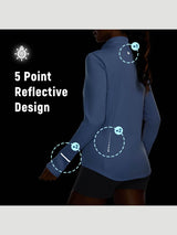 Women's sun protection jacket with 5-point reflective design for visibility and safety. #color_Light Blue