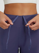 Women's navy blue cycling capris with adjustable drawstring waistband #color_Navy Blue