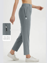 Women's 27" gray golf pants with tee peg holder and elastic waistband #color_Dark Gray