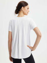 White short sleeve tee with back pleat detail, from the All-Day Comfort Set for travel and everyday. #color_White