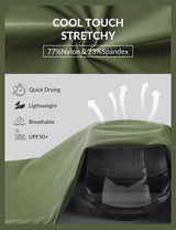 Men's joggers: cool touch, stretchy 77%Nylon/23%Spandex. Quick drying, lightweight, breathable, UPF50+.