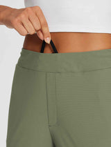 Army green Sculpt High-Waist Tapered Yoga Pants with hand adjusting drawstring waist.