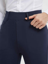 Navy blue women's yoga business high-waisted tight pants with belt loops and functional pockets #color_Navy Blue