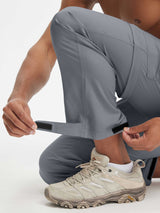 Baleaf grey ripstop convertible hiking pants with adjustable ankle cuffs #color_Gray
