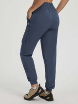 Baleaf navy ripstop women's hiking pants with 6 pockets and jogger fit #color_Navy